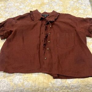 JCrew ruffled blouse in linen